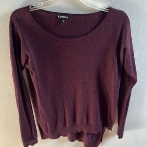 Asymmetrical  wide neck plum sweater from Express.